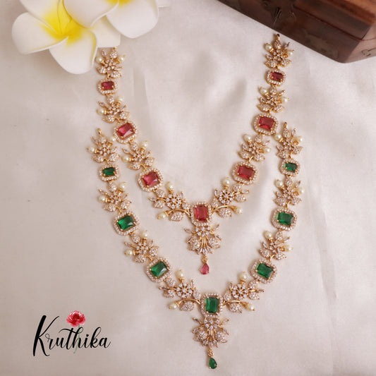 Elegant AD Stone Flower Necklace NC1933 (Available in 3 Colours)