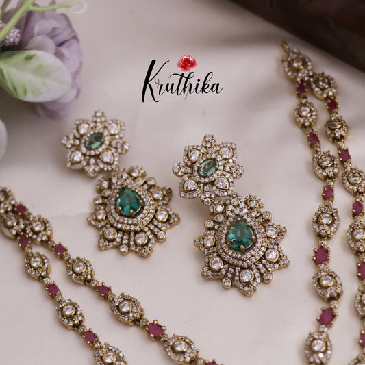 Elegant AD Teardrop Dual Strand Necklace NC2547