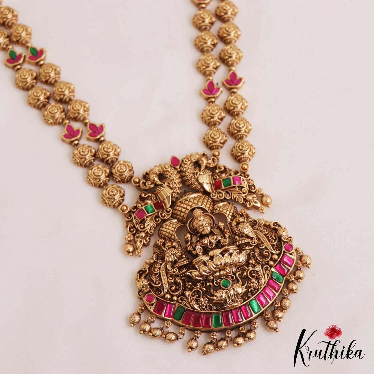 Grand Lakshmi Jadau Beads Haaram LH2000 (Available In 2 Colors)