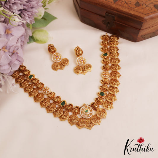Stunning Antique Lakshmi Motifs Kasu Mala Necklace NC2766