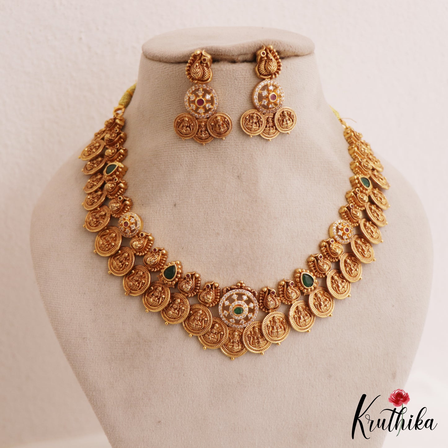 Stunning Antique Lakshmi Motifs Kasu Mala Necklace NC2766