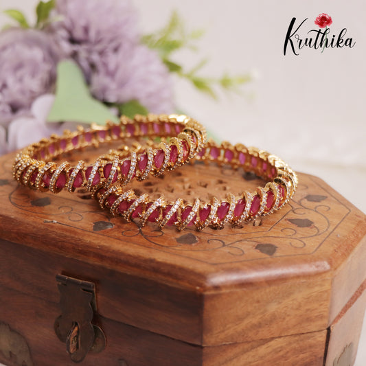 Beautiful Trendy victorian Stone Bangles B359 (Set Of 2 Bangles) (Available In 3 Colours)