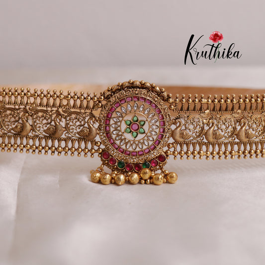 Beautiful Peacock golden hip belt V245 (Available in 2 colours)