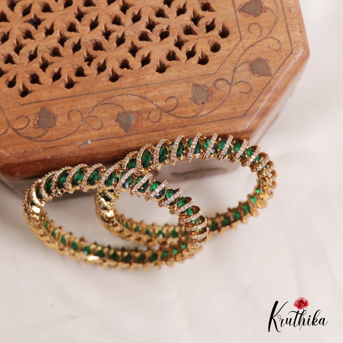 Beautiful Trendy victorian Stone Bangles B359 (Set Of 2 Bangles) (Available In 3 Colours)
