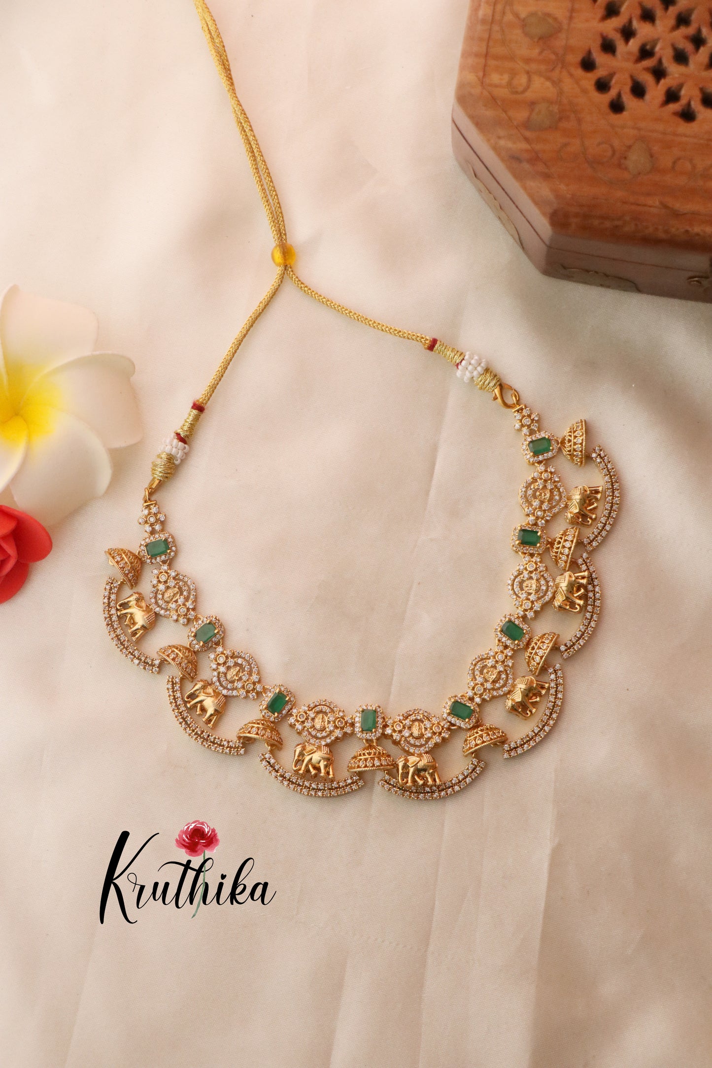 Pretty Lakshmi Elephants Necklace NC1319