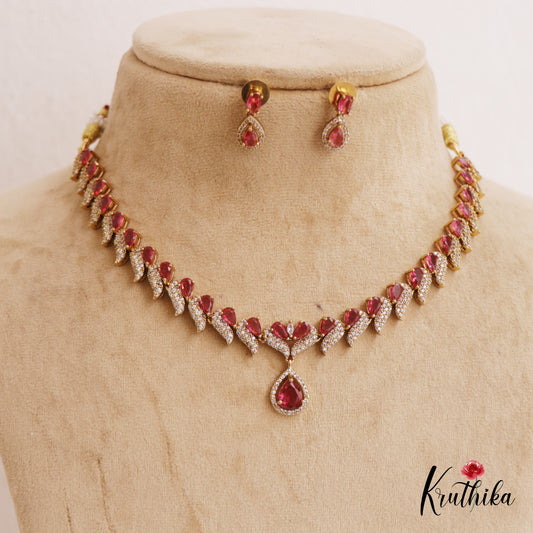 Sparkling Teardrop Motifs AD Necklace NC2747 (Available In 3 Colors)