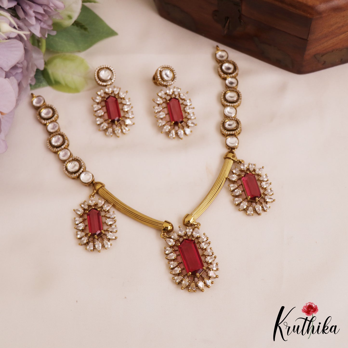 Gorgeous AD Geometric Motifs Victorian Necklace NC2754 (Available In 3 Colors)