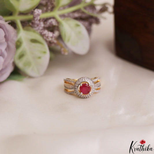 Classic Adjustable Gold-Tone CZ Finger Ring R63 (Available in 2 Colours)