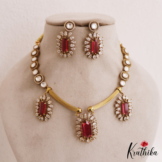 Gorgeous AD Geometric Motifs Victorian Necklace NC2754 (Available In 3 Colors)