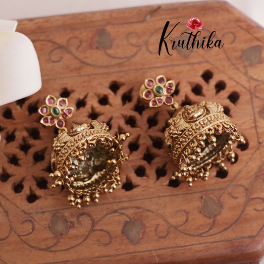 Pretty Antique Kempu Jhumkas E483