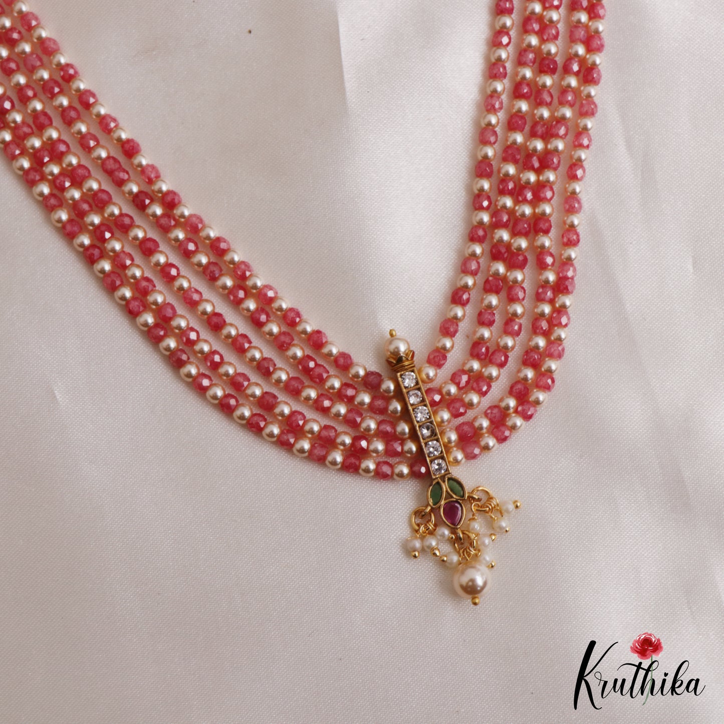Beautiful Teardrop Motifs Multi Layer Pearl Bead Haaram LH2132 (Available In 9 Colors)