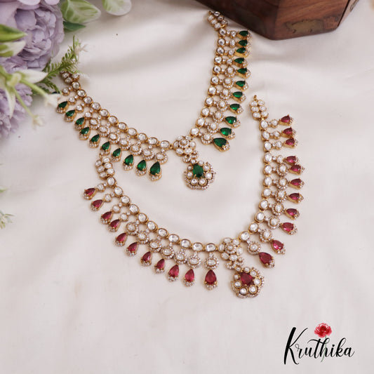 Elegant Teardrop AD Victorian Moissanite Necklace NC2667 (Available In 2 Colors)