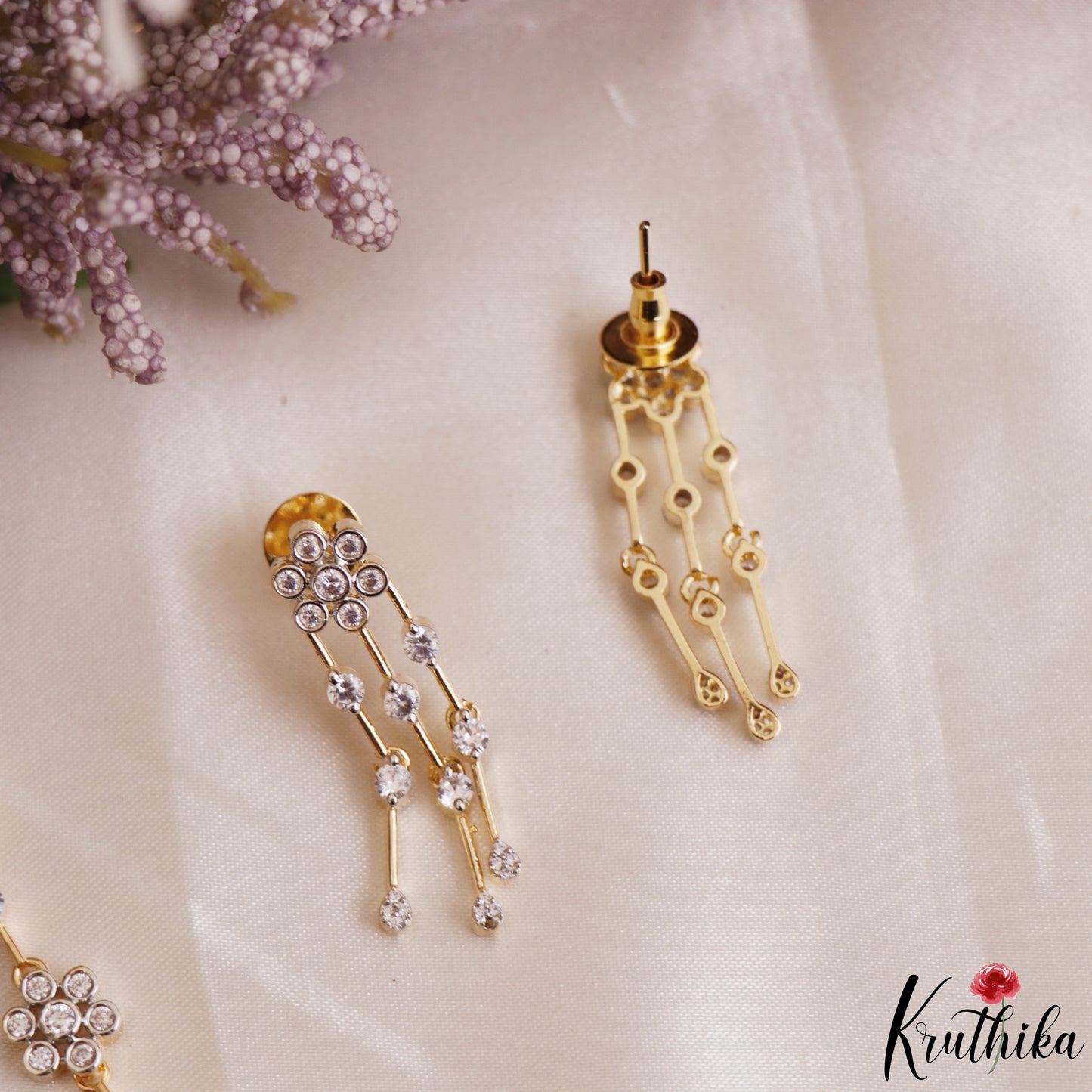 Elegant Floral Motifs Multi Layered Gold-Tone AD Necklace NC3168
