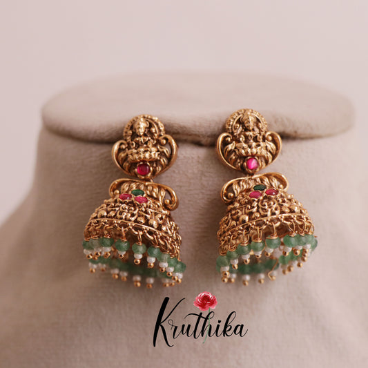 Beautiful Antique Jadau Lakshmi Jhumkas E482
