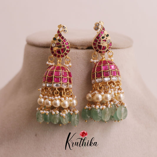 Elegant Peacock Jadau Jhumkas E496