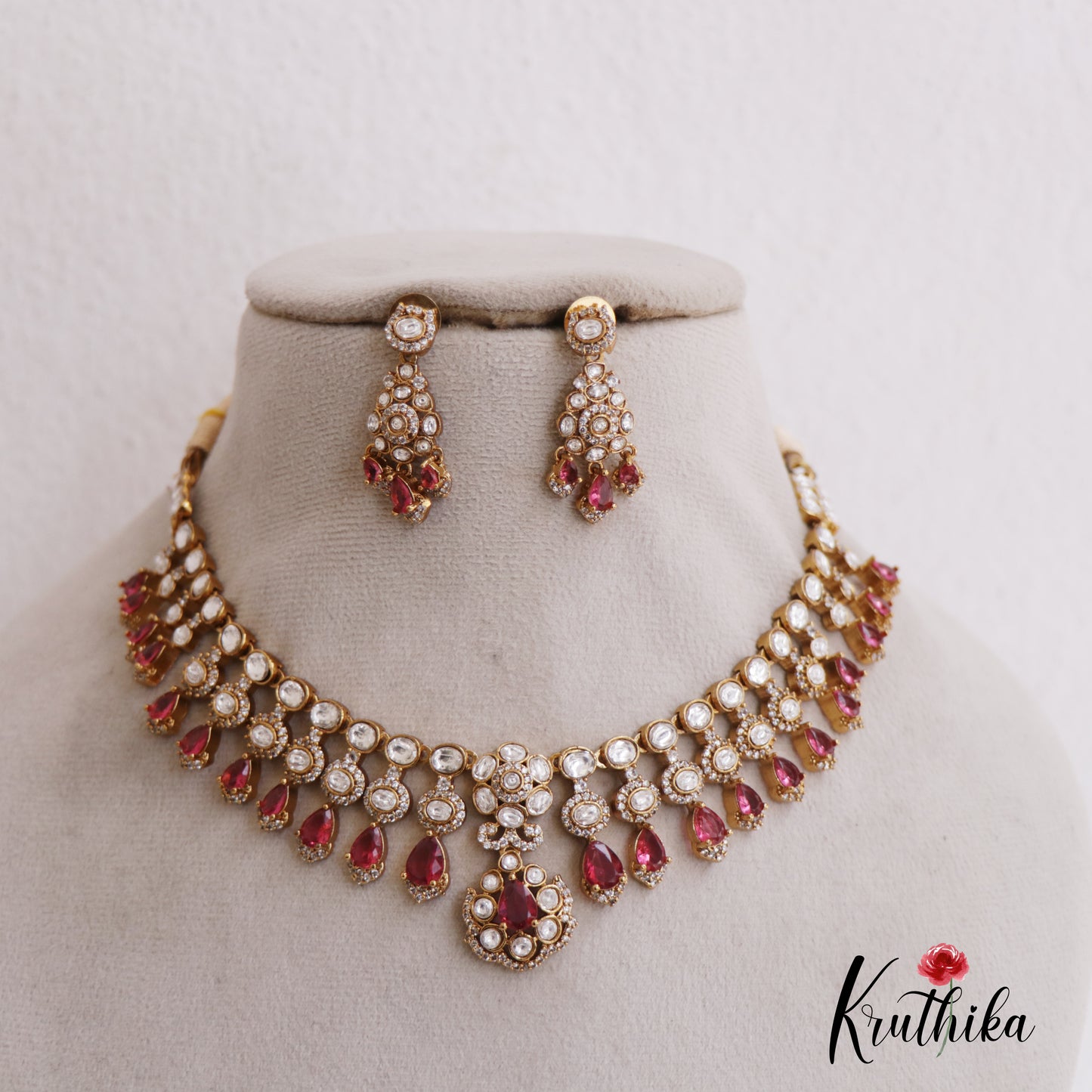 Elegant Teardrop AD Victorian Moissanite Necklace NC2667 (Available In 2 Colors)