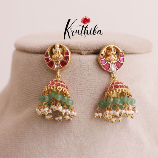 Premium Antique Lakshmi Jadau Jhumkas E485
