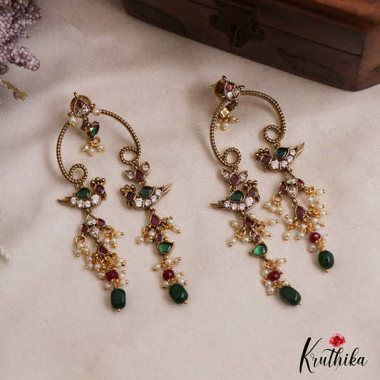Trendy Peacock Motifs Dangle Drop Earrings E1133