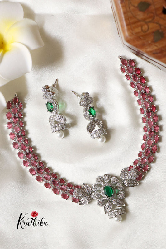 Stunning AD Victorian Necklace-Multi Stone NC1239