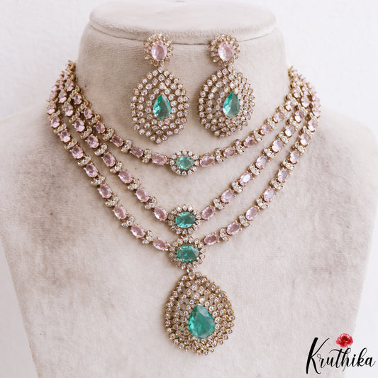 Stunning Teardrop Motifs CZ Victorian Necklace NC3170