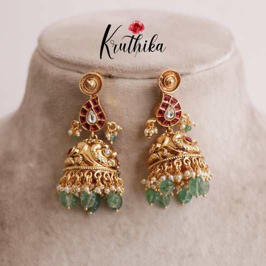 Beautiful Antique Peacock Design Jadau Jhumkas E427