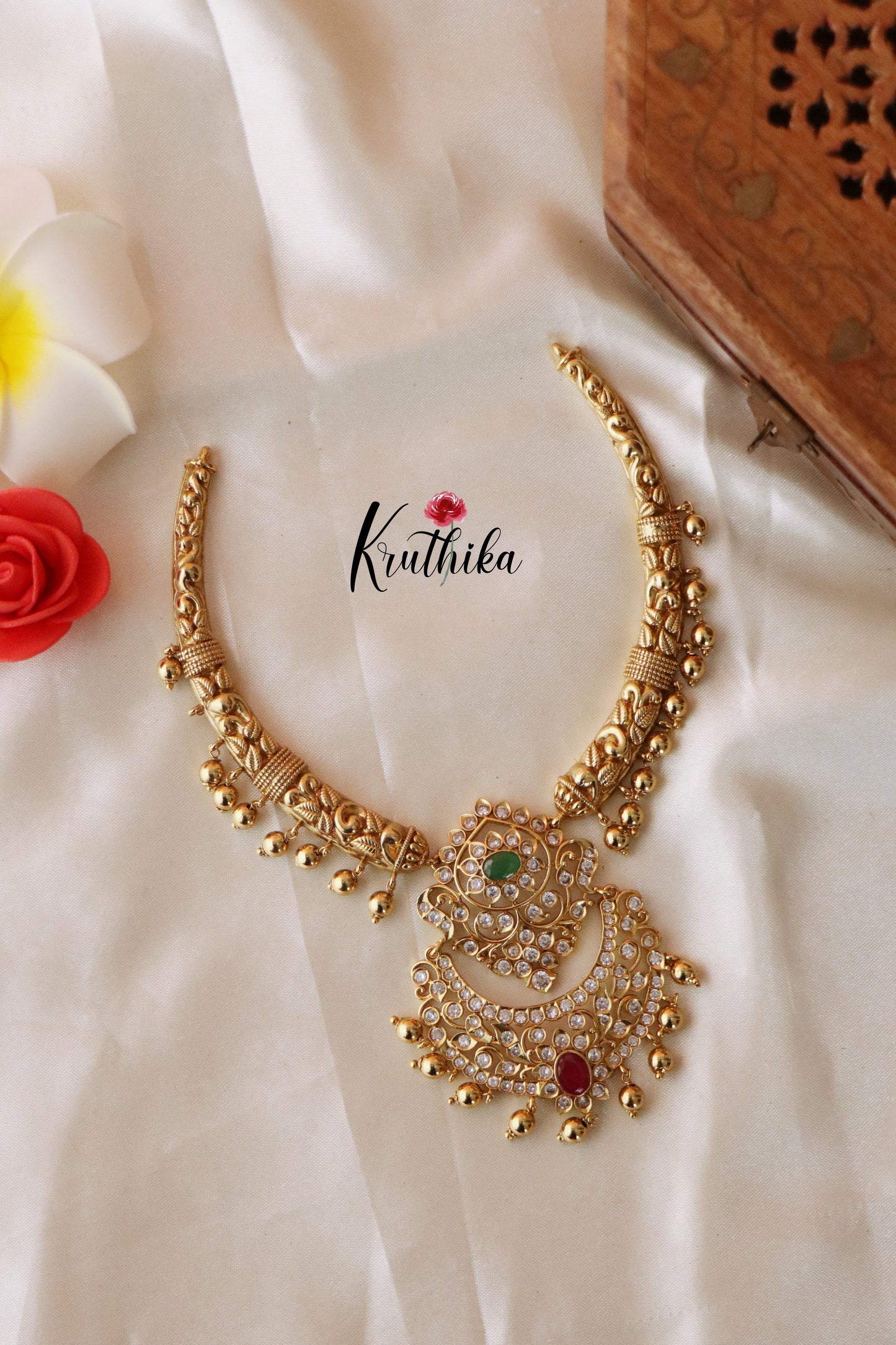 Elegant AD Stones golden bead dropletes hasli NC1329