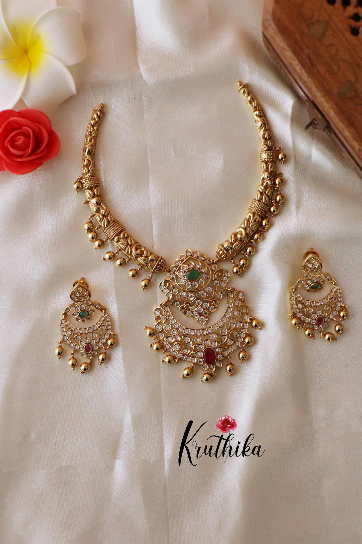 Elegant AD Stones golden bead dropletes hasli NC1329