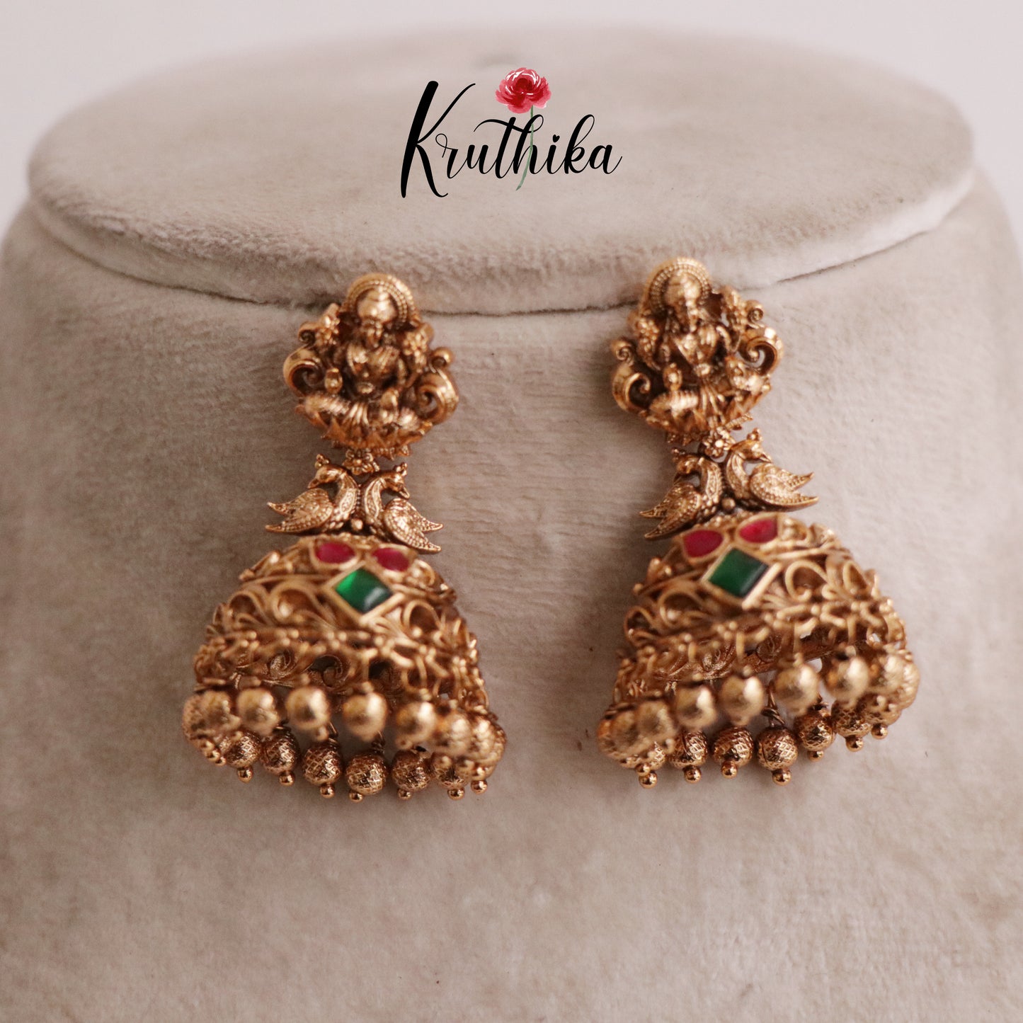 Premium Lakshmi Jadau Jhumkas E506 (Available in 3 Colours)