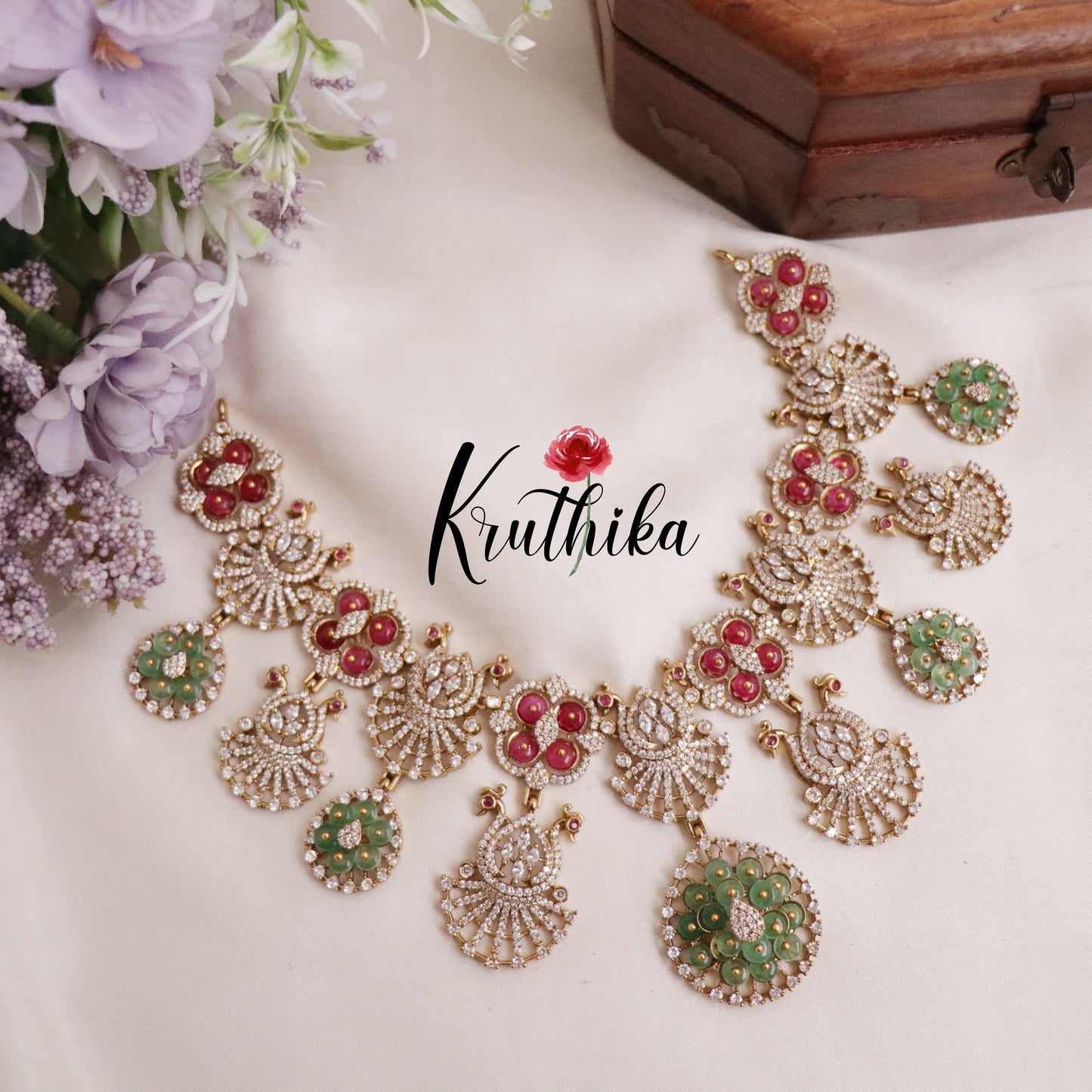 Elegant Multi Stone Peacock Desing Necklace Sets NC2067