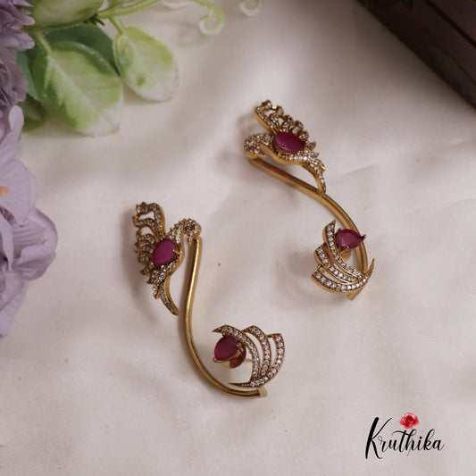 Gorgeous CZ Sparkling Victorian Peacock Ear cuff E677 (Available in 4 Colors)