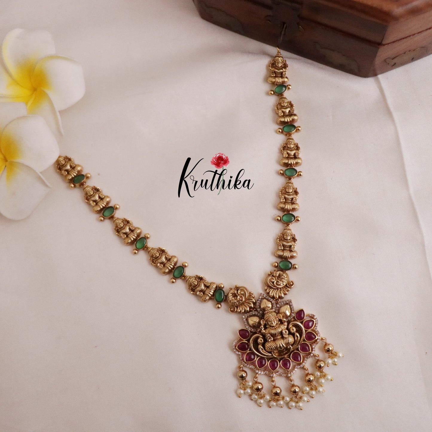 Pretty Temple Lakshmi Devi Multi Stone Necklace NC2053