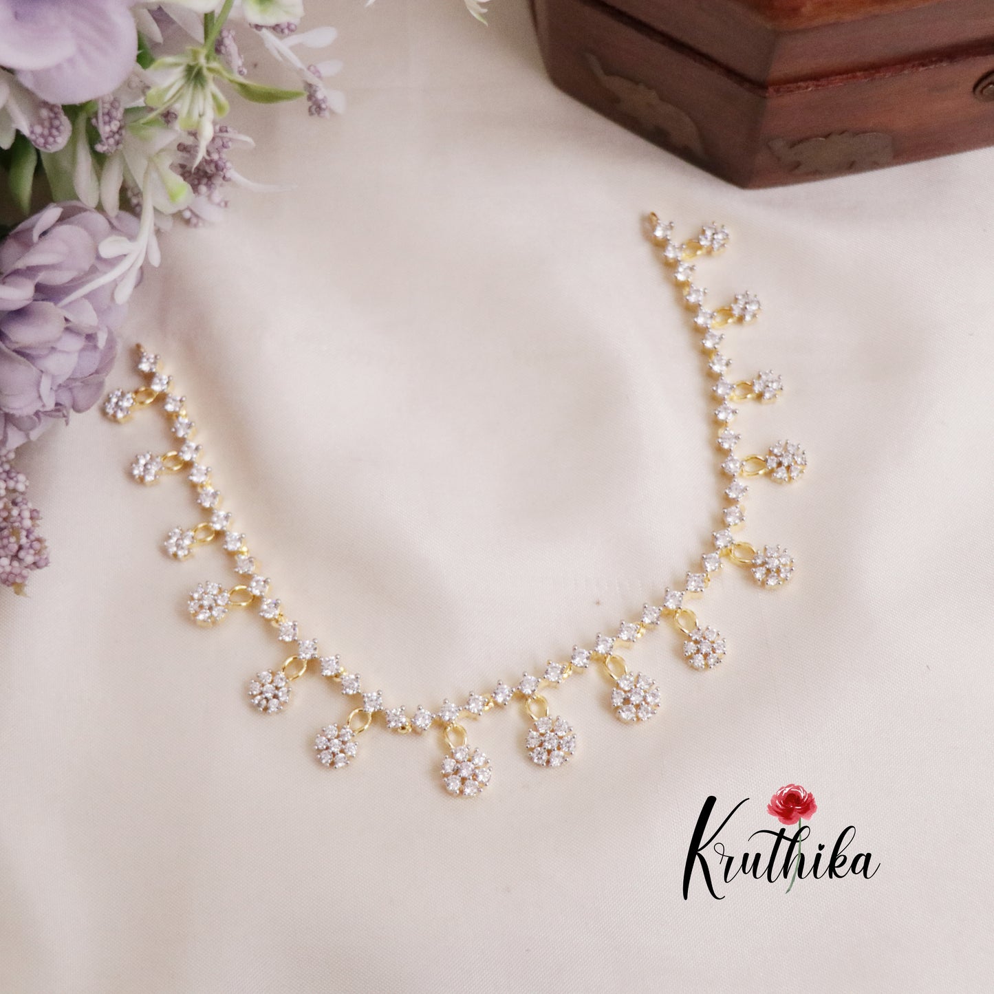 Beautiful Floral Sparkle Diamond Necklace NC2071