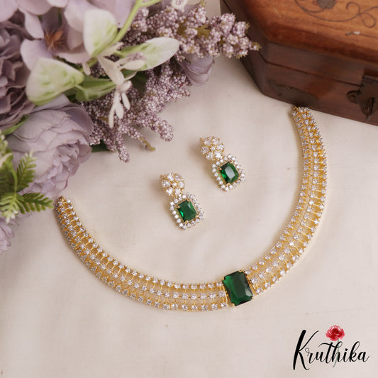 Elegant Square Motifs Gold-Tone CZ Choker NC3053 (Available In 3 Colors)