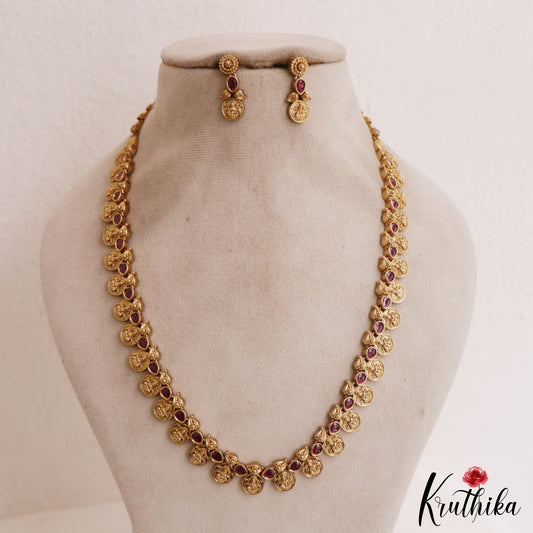 Premium Antique Lakshmi Motifs Kasu Jadau Haaram LH2111