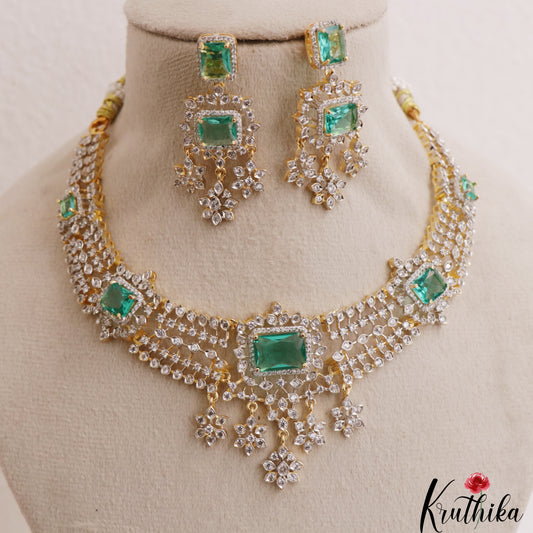 Sparkling Geometric Floral Motifs CZ Victorian Necklace NC3085