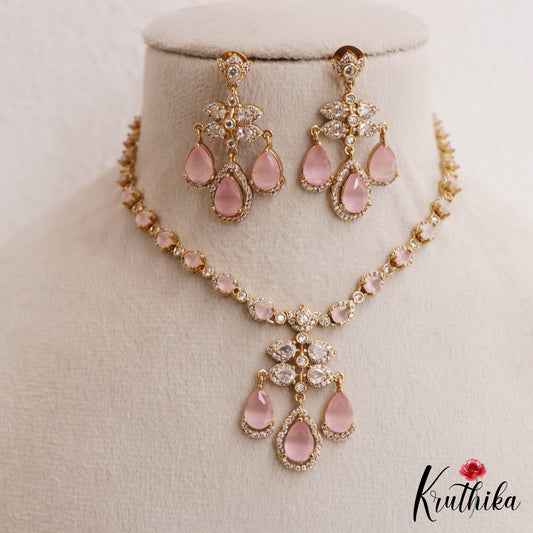 Pretty Teardrop Motifs AD Victorian Necklace NC3054 (Available In 5 Colors)
