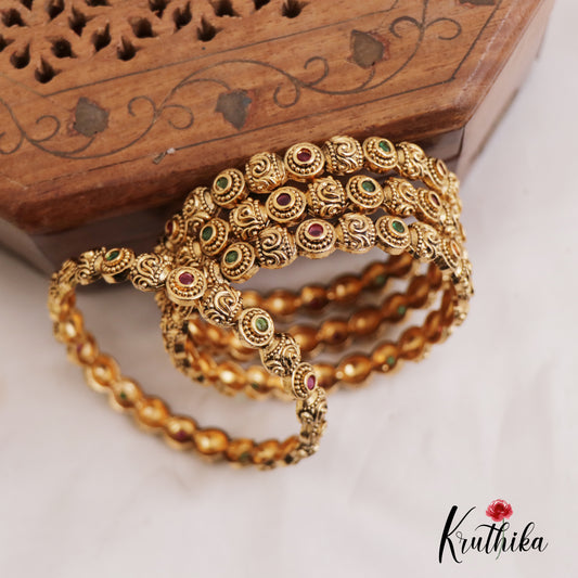 Beautiful Antique Floral Motifs Bangles B436 (Set of 4 Bangles)