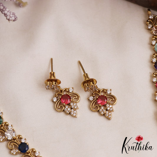 Trendy Floral Leaf Motifs CZ Necklace NC3055
