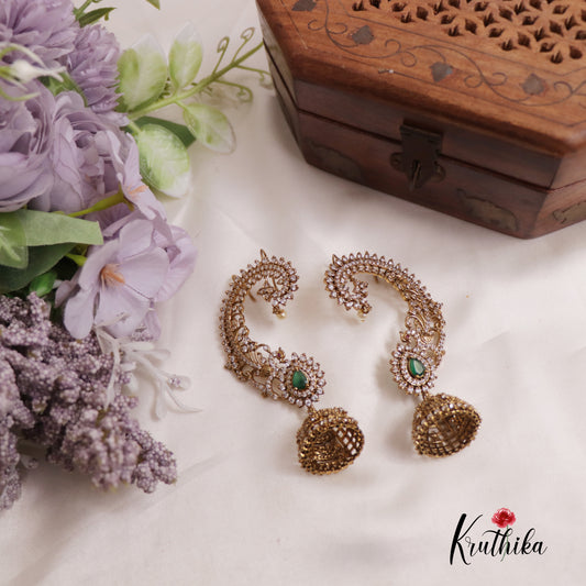 Premium AD Stone Ear Cuff with Jhumkas E776