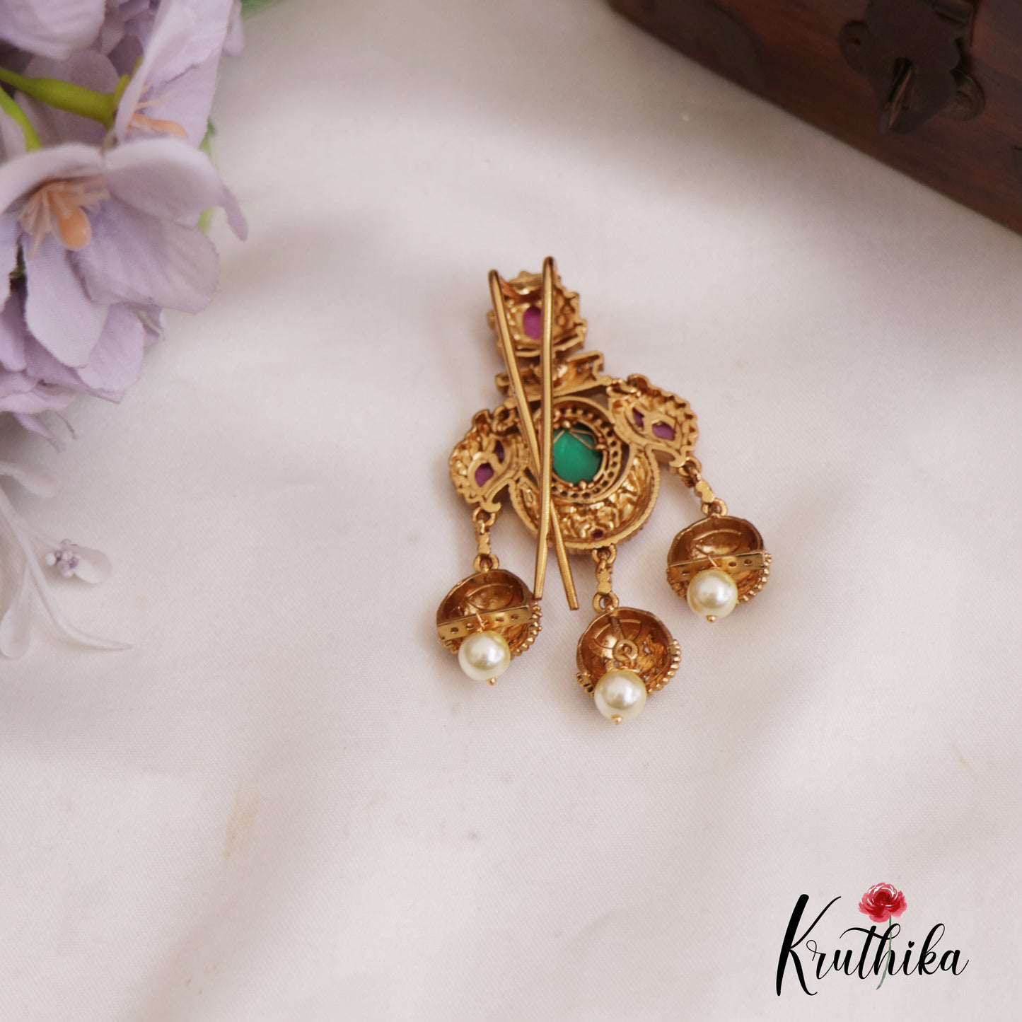 Beautiful Kemp Jada Billa With Jhumka Pearl Drops J348