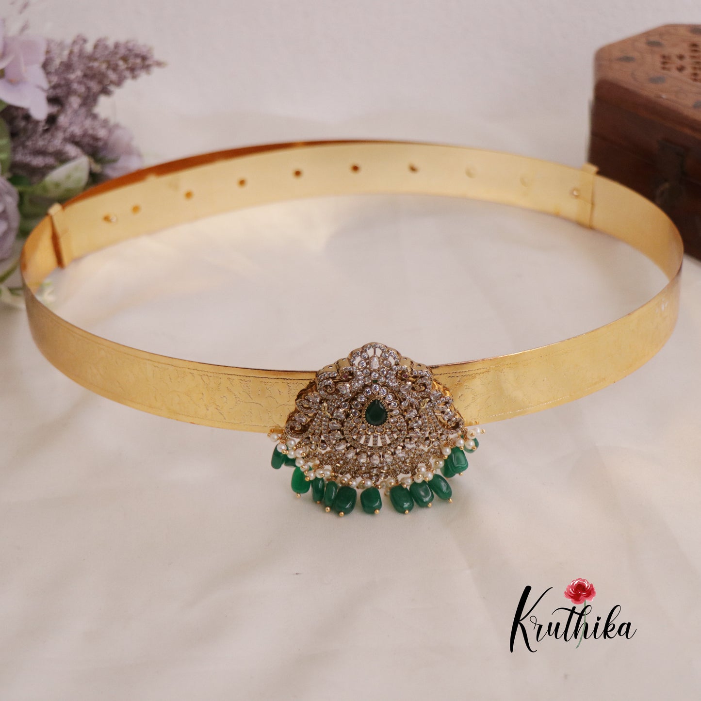 Simple Light Weight CZ Sparking Peacock Victorian Hip Belt V289 (Available in 2 Colours)