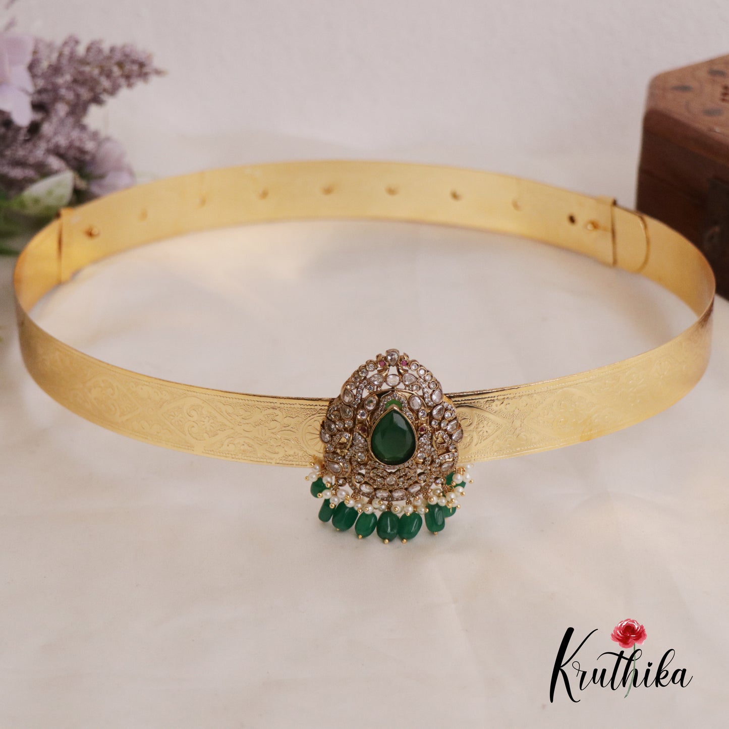 Beautiful AD Peacock Victorian Hip belt with Beads Drops V287 (Available in 3 Colours)