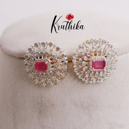 Trendy CZ Sparkling Ear Studs E740 (Available in 2 Colours)
