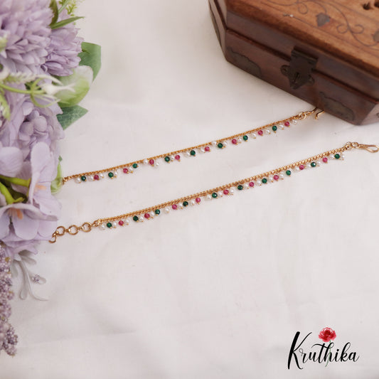 Simple Pearl Beaded Earchain EC194 (Available In 2 Colors)