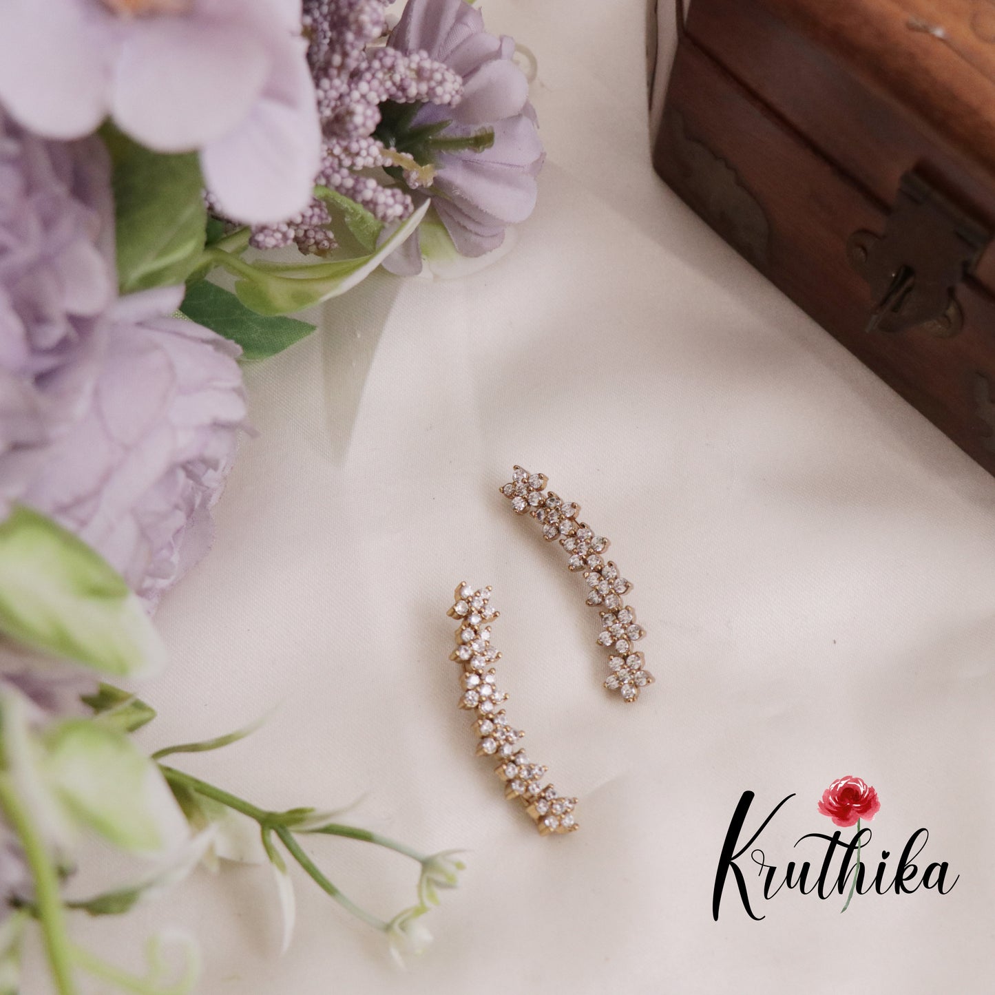 Trendy Dainty AD Stones Ear climbers / Ear cuffs E719