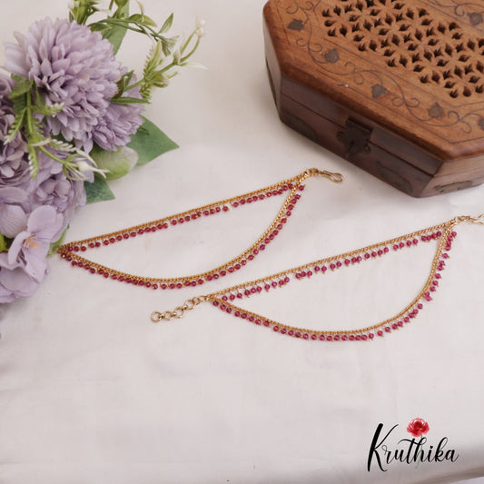 Trendy Pearl Beaded Multi Strand Earchain EC195 (Available In 2 Colors)