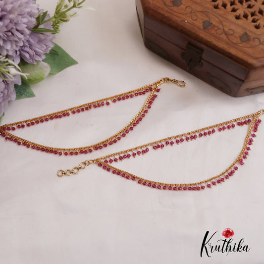 Trendy Pearl Beaded Multi Strand Earchain EC195 (Available In 2 Colors)