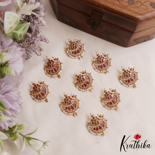 Stunning Pearl Border Floral Motifs Kemp Jada Billa J411 (Pair Of 9)