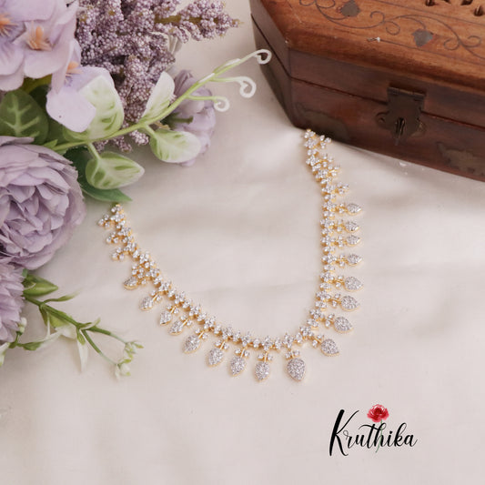 Graceful Leaf Drop Diamond Necklace Set NC2409