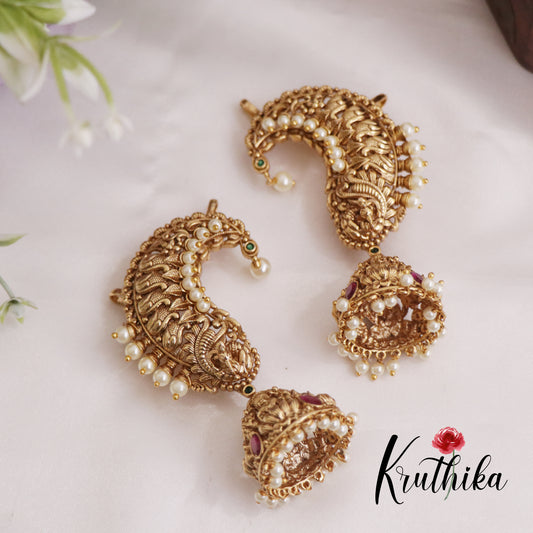 Premium AD Lakshmi Pearl Earcuff with Jhumkas E761